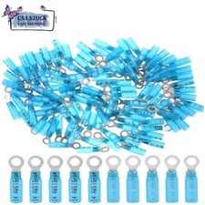 Blue Heat Shrink Ring Terminals 50-200PCS 10 Eyelet Wire Connectors 16-14 AWG