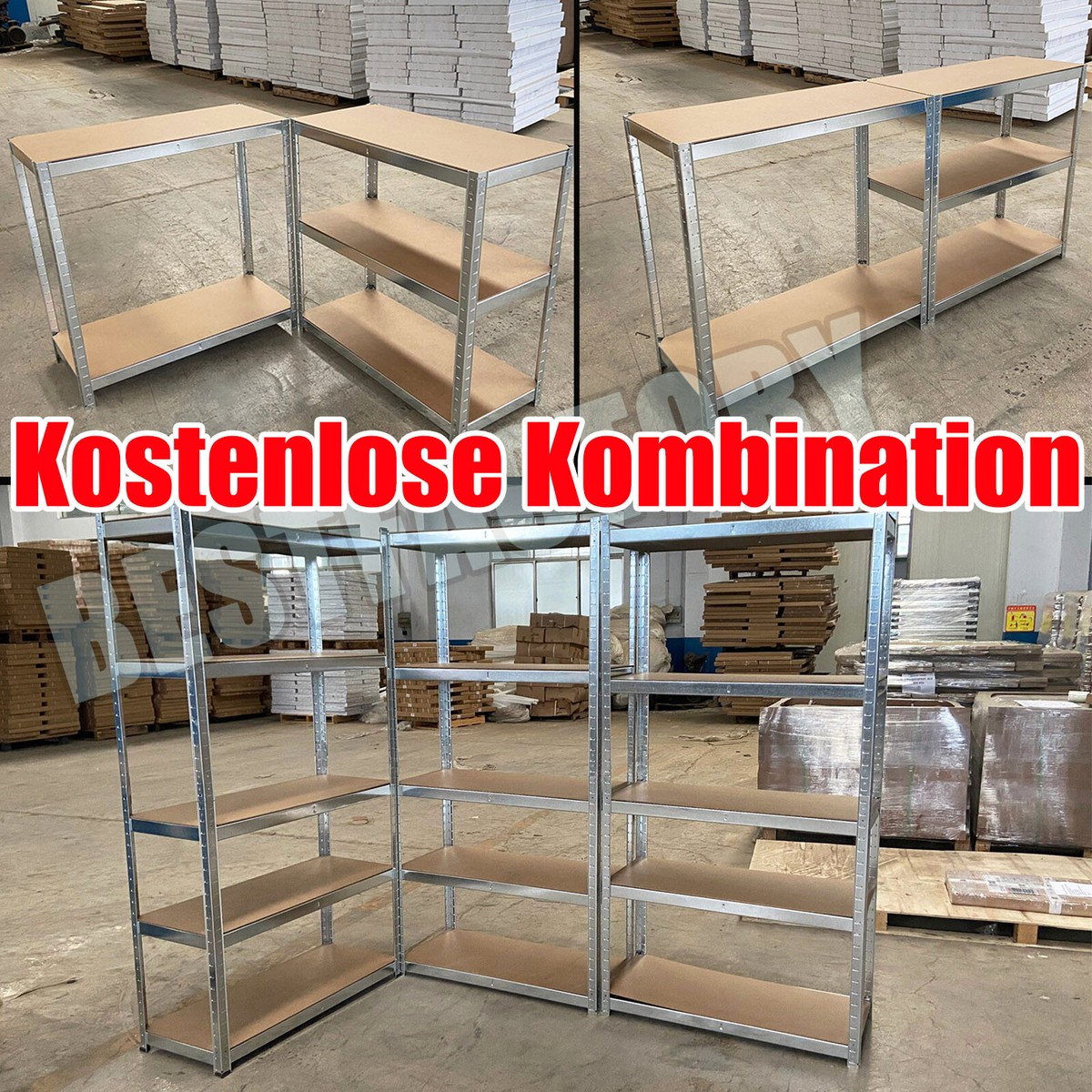 AREBOS 2x Schwerlastregal 180x90x30cm 875 kg Kellerregal Steckregal Blau