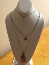 $39 LUCKY BRAND GOLD TONE MULTI LAYER  DRUZY NECKLACE #189