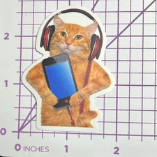 iPAD with Red Beats Orange Kitty - Vinyl Sticker Decal Sticker Bomb Humor Funny