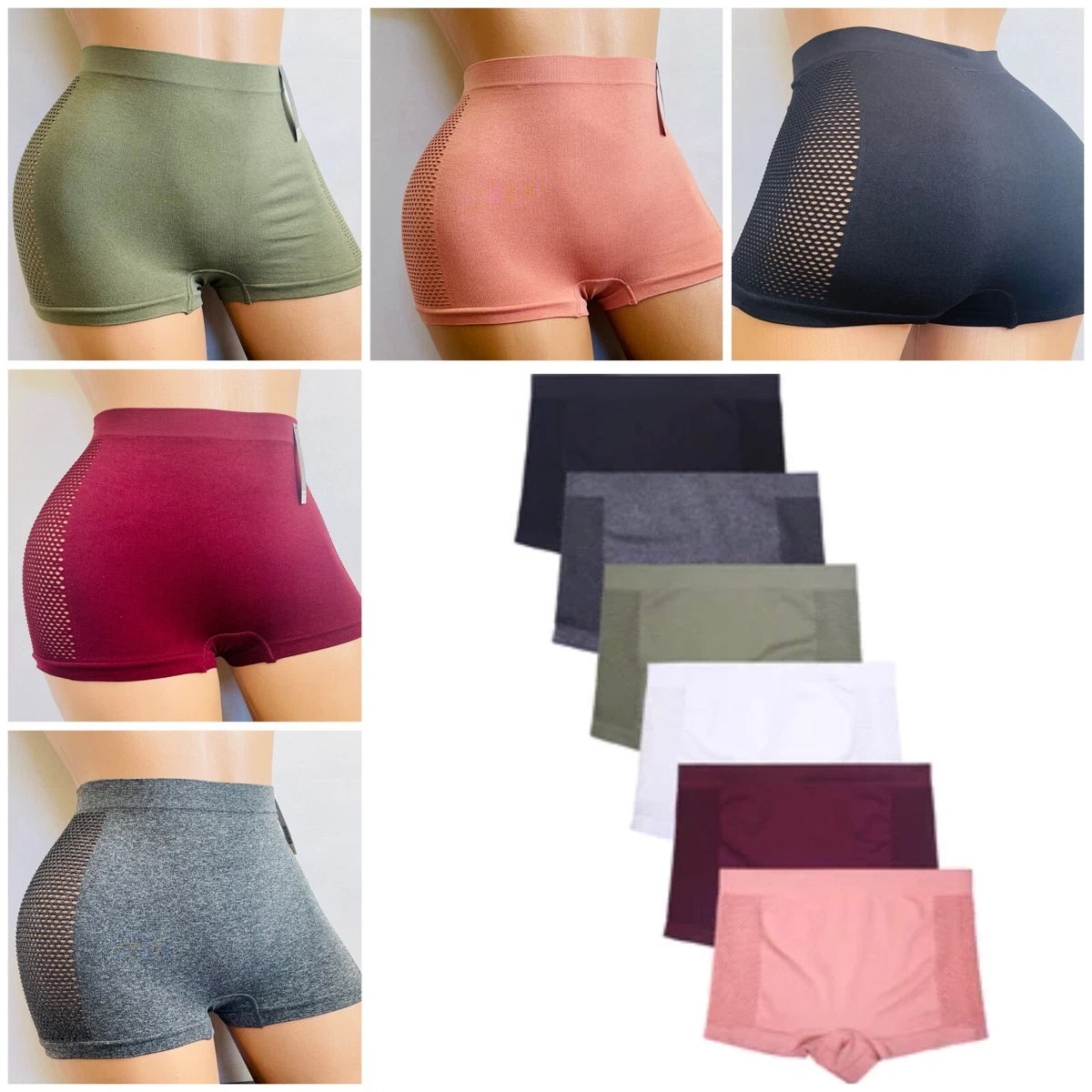 6 Boyshorts sport Active Wear Yoga Seamless Short undies shortie Underwear  S-XL