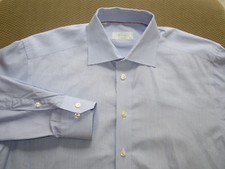  255 ETON "CONTEMPORARY" FINE NAVY STRIPE COTTON DRESS SHIRT 15 X 35