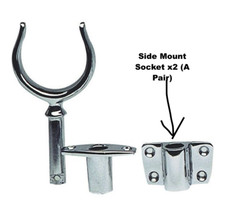 Pair Chrome Brass Rowlock Side Mount Plates Dinghy Yacht Tender Small For 58mm