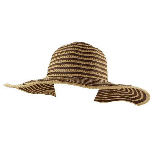Straw Stripe Summer Packable Wide Large Brim Beach Floppy Sun Hat Casual Womens - Picture 3 of 5