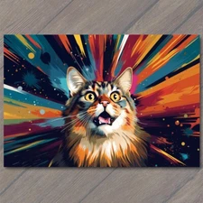 Art Print Cat Happy Pop Art Retro Smiling Splash Colors Cute Fun Vibrant Mural