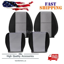 For 2007-2014 Chevy Silverado GMC Sierra Both Side Cloth Seat Cover Gray/Black