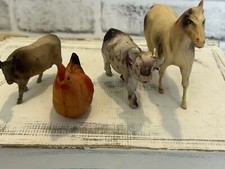 Set Of 4 1930-40  s Celluloid Barn Animals