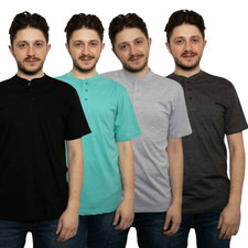 Urbanfit Mens Henley T-Shirts Plain Short Sleeve Grandad Collar Summer (2073)