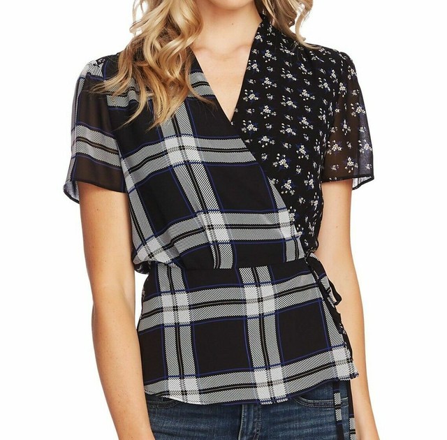 vince camuto mixed print top