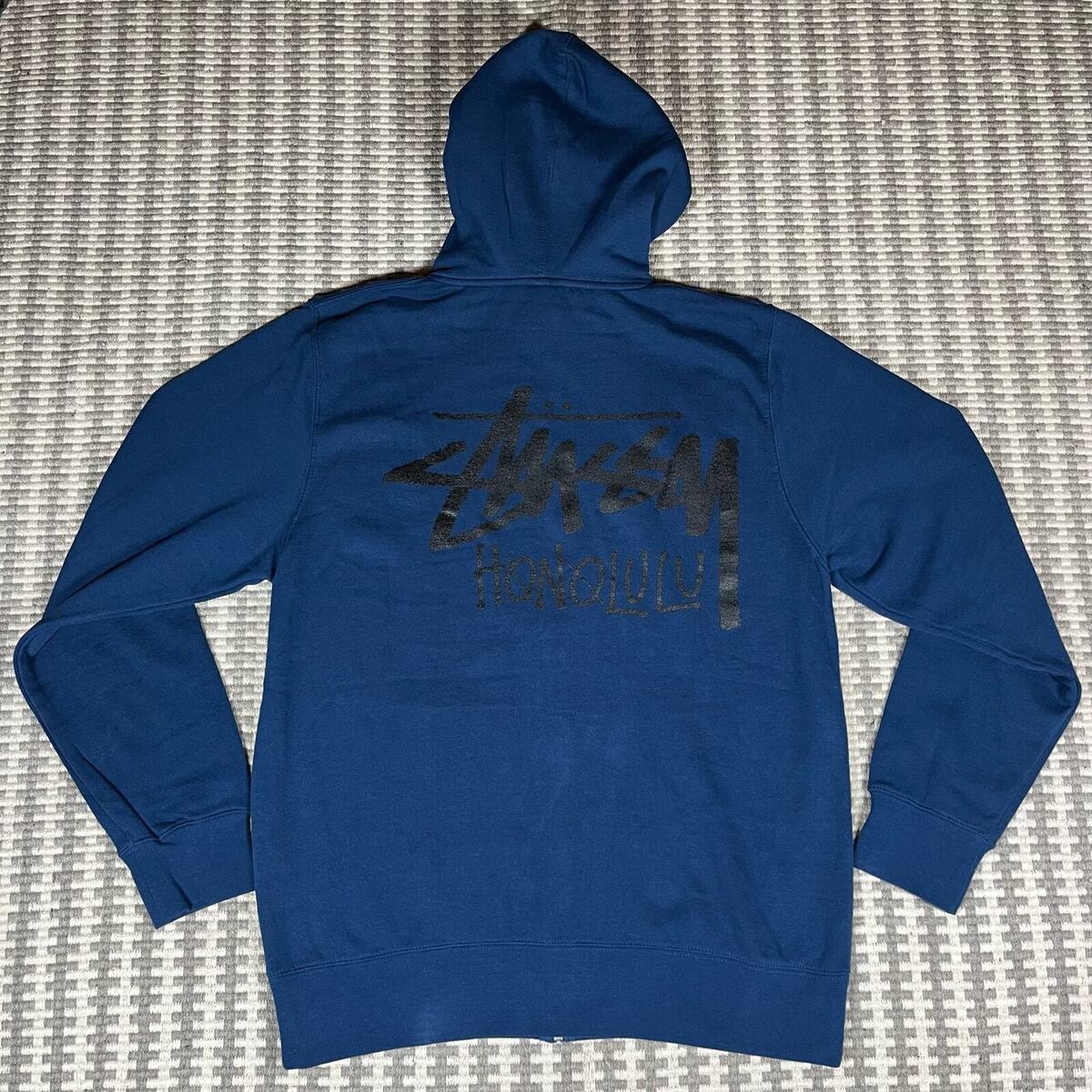Stussy Honolulu Blue Zip Up Hoodie Men's Sz L Cut Tag New Stussy Honolulu Blue Zip Up Hoodie Men's Sz L Cut Tag New