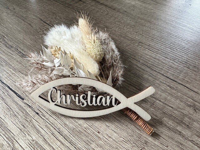 Fisch mit Namen Namenschild personalisiert mit Namen Platzkarte Gastgeschenk