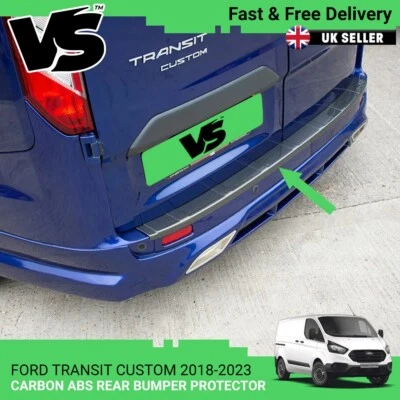 VANSTYLE FIT FORD TRANSIT CUSTOM 18-23 REAR BUMPER PROTECTOR TOUGH ABS CARBON STOP DAMAGE