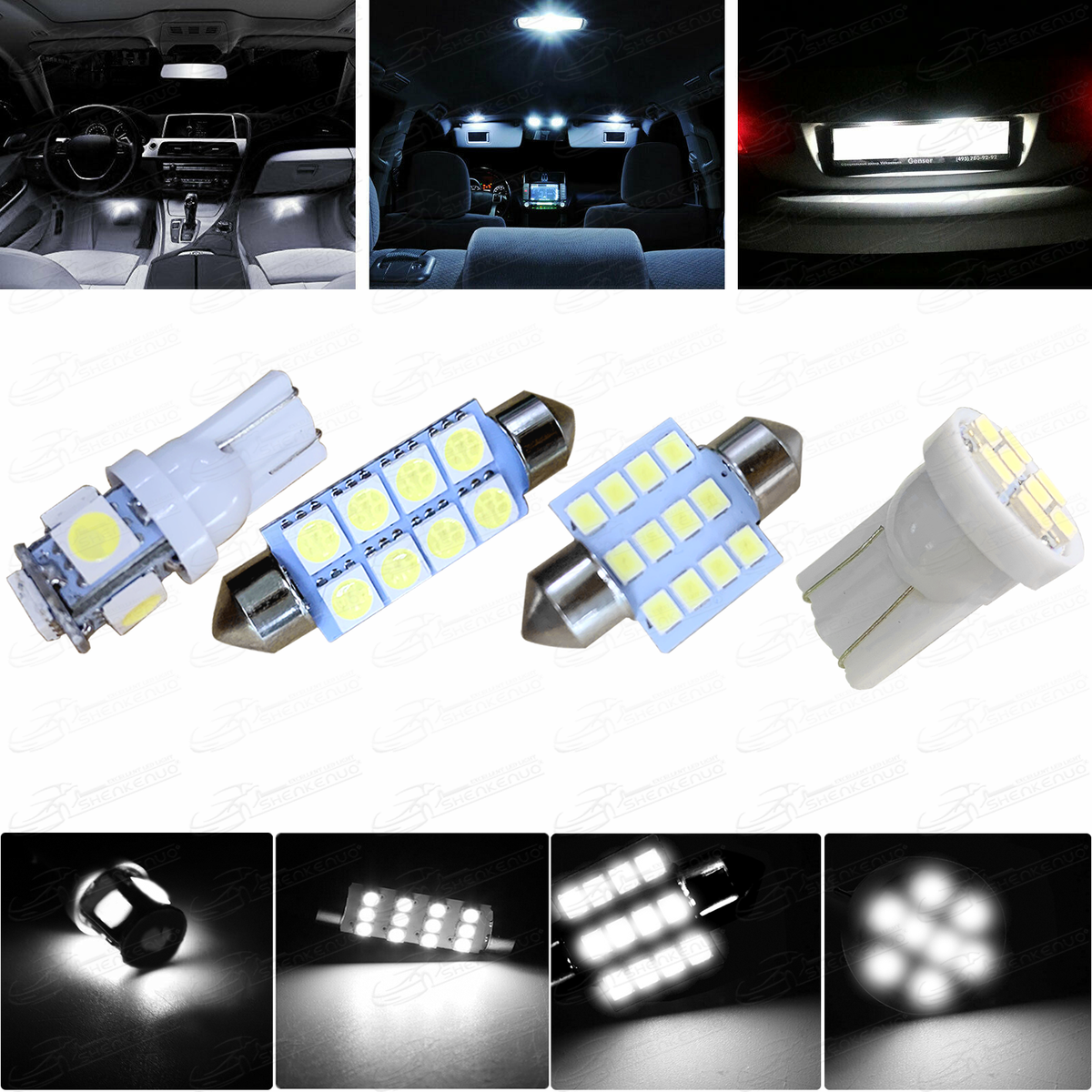 Interior Lights 13-Piece Blue LED Interior Light Kit For Cars – Dome, Map, License Plate Bulbs, T10 Size, 12V Headlight Blue LED Car & Truck Light Bulbs & LEDs - Foto 2