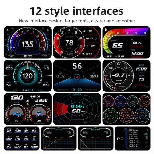 Head Up Car HUD Alarm Gauge Digital Display Speedometer Turbo RPM Temp OBD2 GPS - Picture 12 of 12
