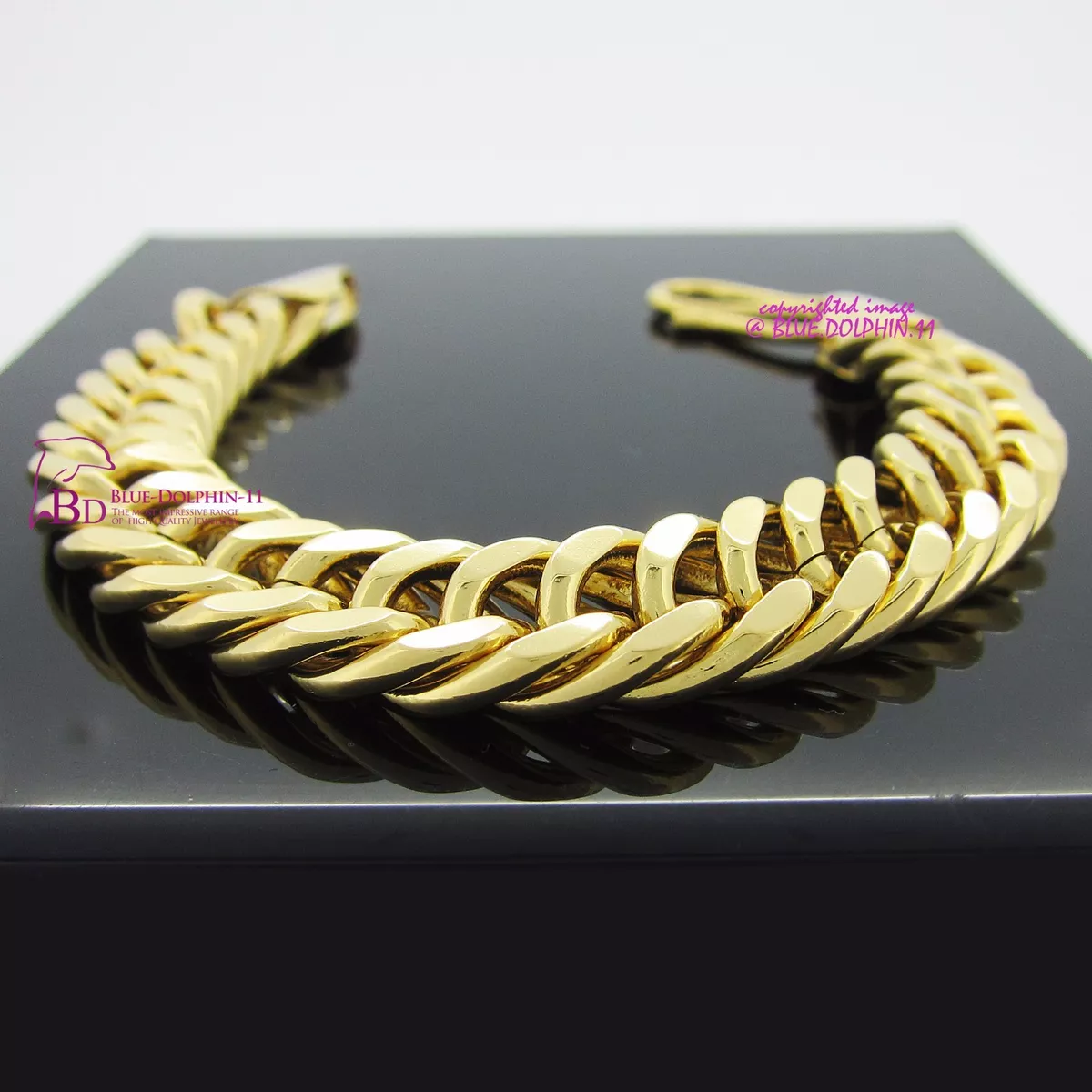 18ct Yellow Gold Cuff Chain Link Bracelet | Auric Jewellery