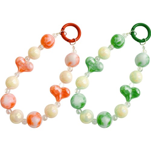 2 Pcs Liebe Kette Schlüsselband Mit Telefonanhänger Handyperlenband - Zdjęcie 8 z 12