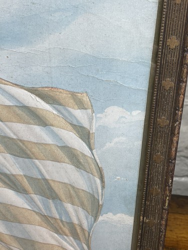 C.1920 Embossed U.S. Flag Print w/ Original Frame ~ Early 48 Stars, Old Glass - Picture 10 of 17