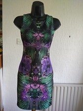 RIBON Black Floral Bodycon Dress Size 8
