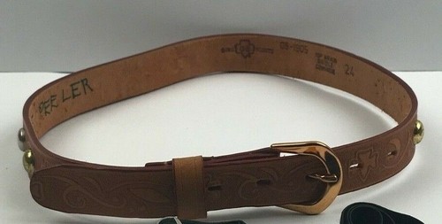 Cintura vintage ragazza scout in pelle con logo 24 anni 60 - Foto 1 di 4