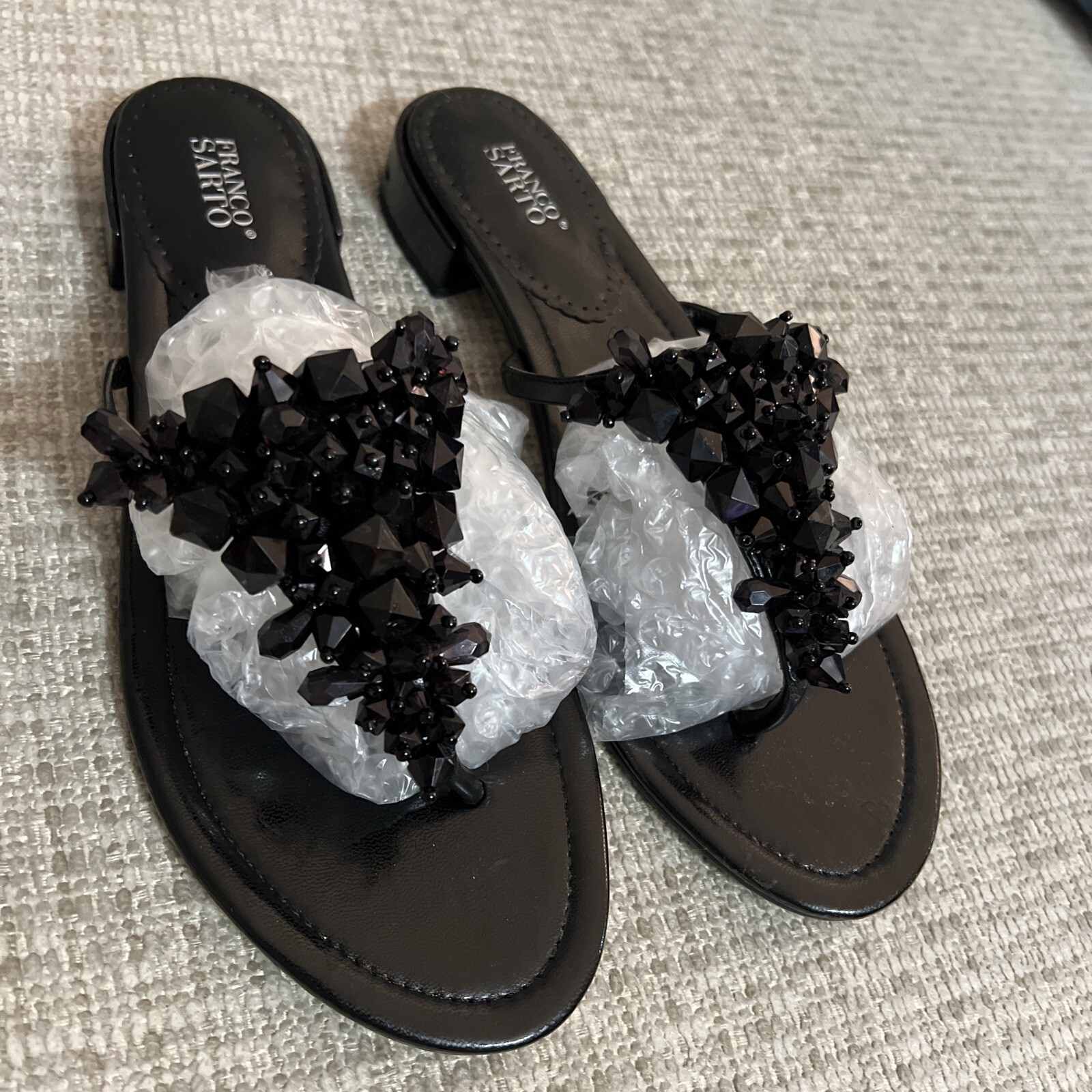 Women's Franco Sarto size 8 medium black flip flops Sandals | eBay