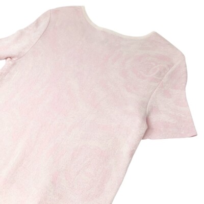 CHANEL Vintage 09C CC Logo T-shirt Knit Top #38 Pink Cotton Rose