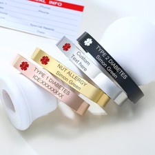 Personalized Medical Bracelet Emergency Cuff Engraving Men Women Alert ID Bangle