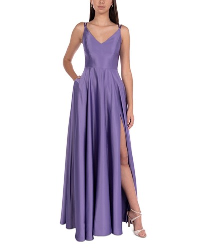B Darlin Satin A-Line Gown Dark Lavender Size 15/16 - Picture 1 of 2