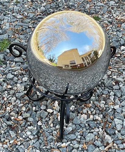 9,7" in L x 9,7" in B x 11,2 H Silber Glas Spiegel Blickkugel mit Metallständer - Bild 1 von 9