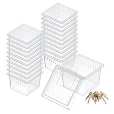 Pawfly 20 Pcs Mini Spider Terrarium Breeding Box, Transparent 20PCS, Plastic