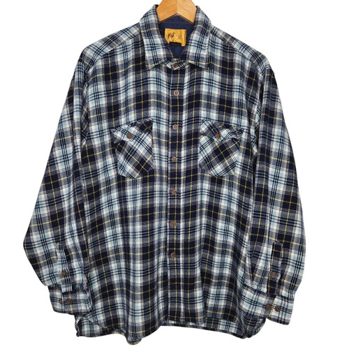 Camel Rugged Wear Vintage Herren Karo Flanell Button Down Größe XL Blau Multi - Bild 1 von 7