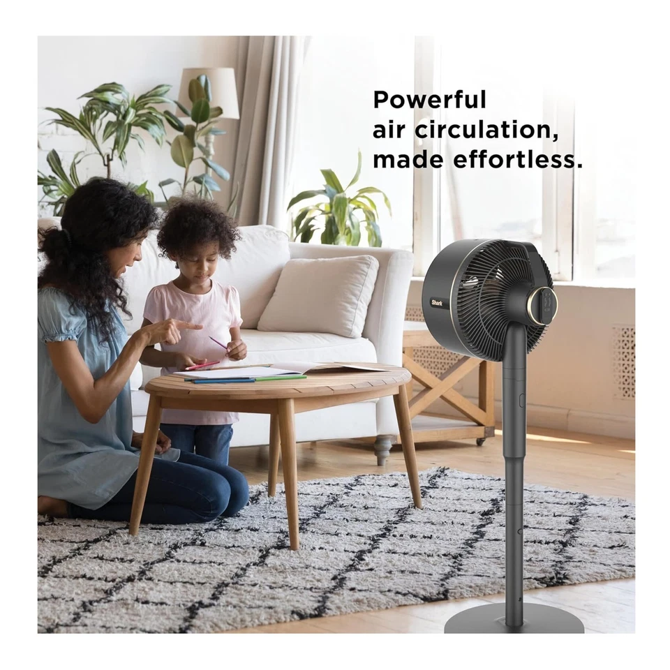 Ventilador de mesa con pedestal portátil Shark FlexBreeze - gris claro Foto 3 de 4