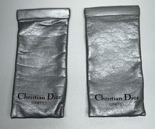 Two Vintage Dior Lunettes Eyeglasses Silver Tone Soft Cases