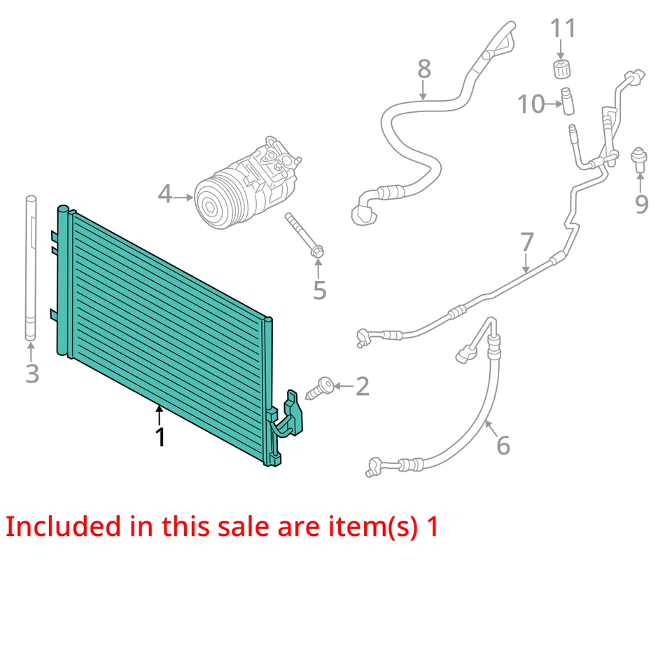 BMW X3 2011-2017 condensador de CA 83 k OEM Foto 3 de 4
