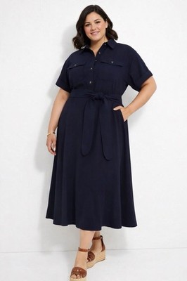 Tuckernuck Navy Blue Lucienne Maxi Shirt Dress XL Button Minimalist Luxury Money