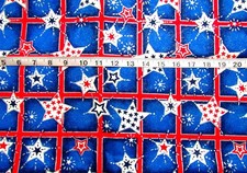 1 yd 100 Cotton Fabric by Fabric Traditions, Silver Glittered Patriotic Stars