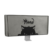 Computer Monitor Cover Compatible with 34-35" monitor - Meow Cat Grey/Black