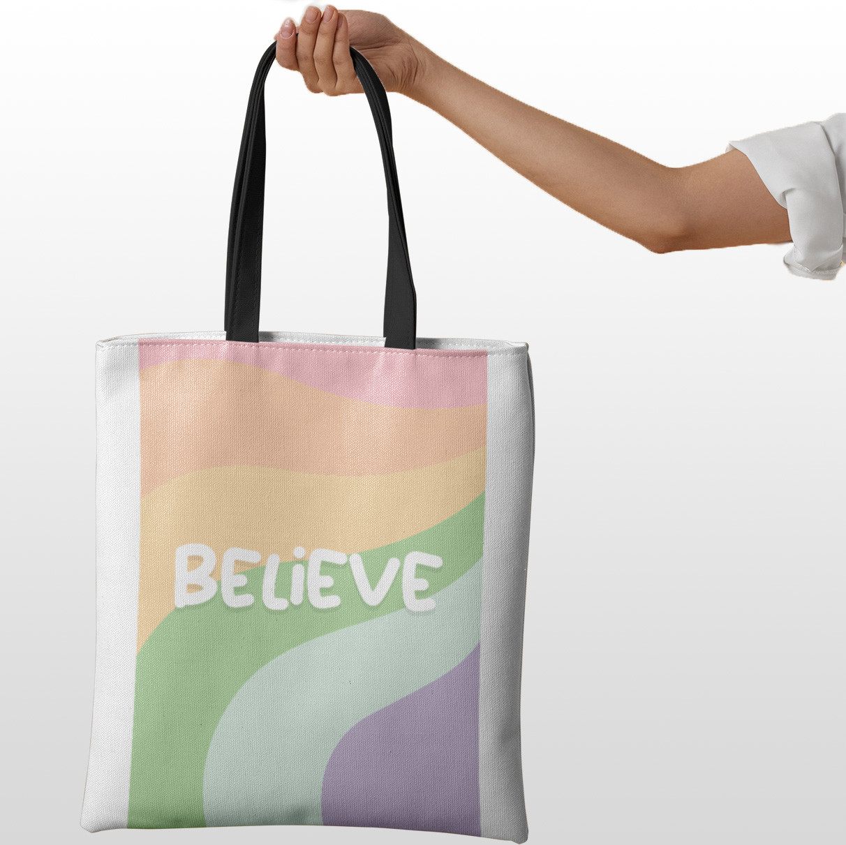 Colorful 'Believe' Tote Bag - Reusable Daily Carry, Gift Shopping Bag