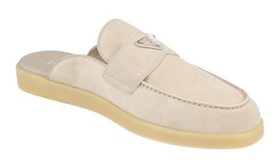 PRADA Suede Mules Slipper Sandals Loafer - 2OG125 - Beige - NEW