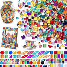 Mosaic Tiles for Crafts - 4.4 LB Crystal Glass Pieces, Assorted Colors Shapes,