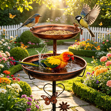 Image of 118cm Tall Bird Bath with Stake Vintage Copper Bird Bath for Outside Lawn Decor