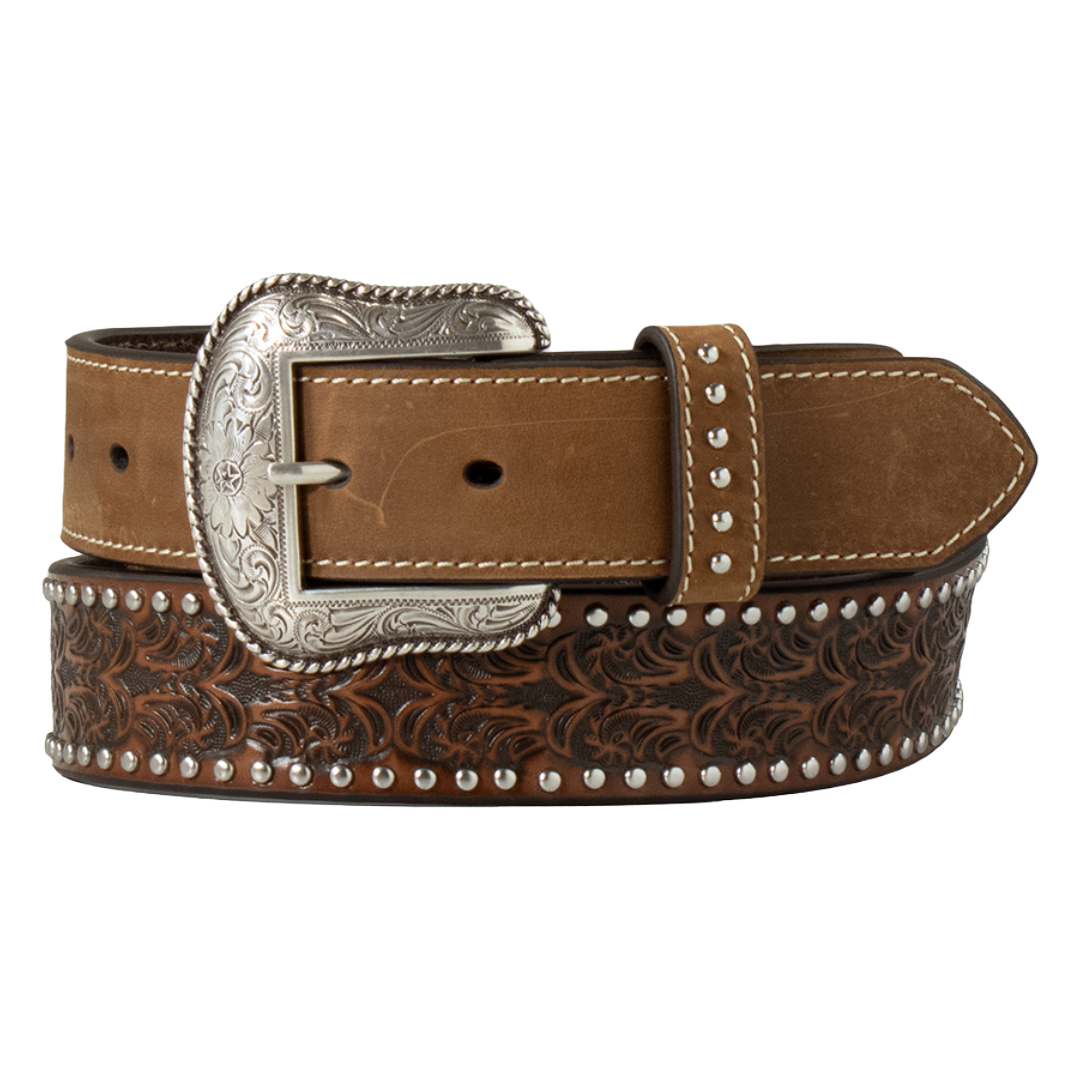 Nocona Tan Leather Western Belt with Embossed Branding Nocona Men main image 3