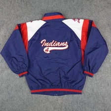 Vintage Cleveland Indians Jacket Youth Medium Blue Red  MLB Baseball Boys 90s