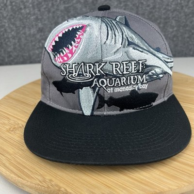 Vintage Shark Reef Aquarium Hat Cap Snapback Gray Mandalay Bay Las Vegas Gray