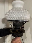 Vintage Wrought Iron Swing Swivel Wall Lamp /Sconce w/  Milk Glass Hobnail Shade