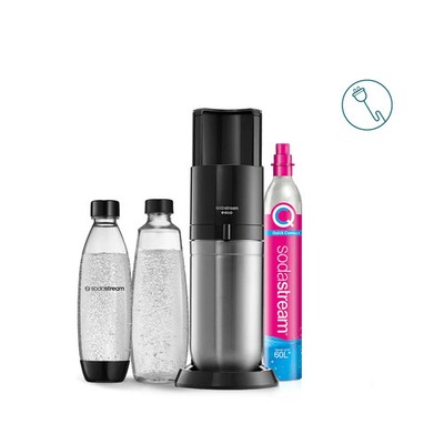 SodaStream E-DUO Elektrisch Schwarz - Set inkl. Zylinder, Glas- & PET-Flasche