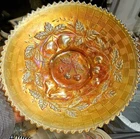 Vintage Carnival Glass Marigold Cherry Pattern Bowl Iridescent Pressed Glass