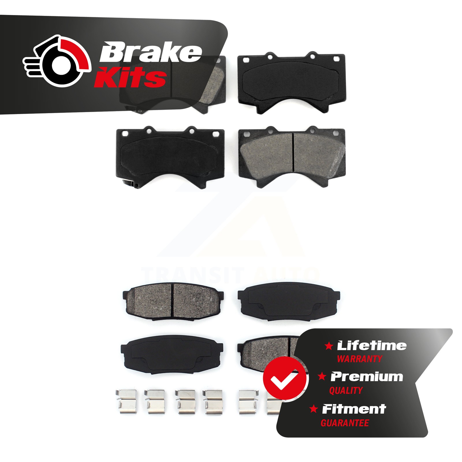 Front Rear Semi-Metallic Brake Pads Kit For 2007-2021 Toyota Tundra