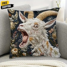 Screaming Goat Throw Pillow Cover Dark Floral Cushion Case Linen Look Sof