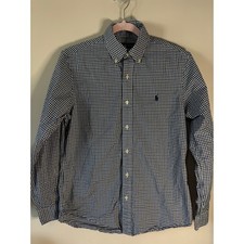 Polo Ralph Lauren Mens Gingham Button Down Shirt Blue Green Check Long Sleeve-S