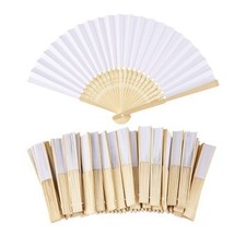 35 pcs Blank White Paper Fans Handheld Folding Bamboo Wedding Party Favor